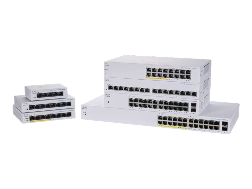 Cisco Cbs110, Unmanaged, L2, Gigabit Ethernet (10/100/1000), Power Over Ethernet (Poe), Rack-Einbau, 1U