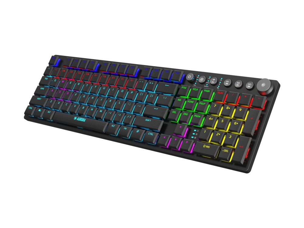 Ibox Aurora K-6, Volle Größe (100%), Rf Wireless + Bluetooth, Mechanischer Switch, Qwerty, Rgb-Led, Schwarz