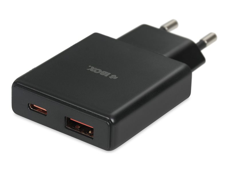 Ibox C-43 - Strømforsyningsadapter - 30 Watt - 3 A - Huawei Fast Charge, Qc 3.0, Afc, Scp, Apple 2.4A, Usb Bc 1.2, Power Delivery 3.0 + Pps - 2 Outpu