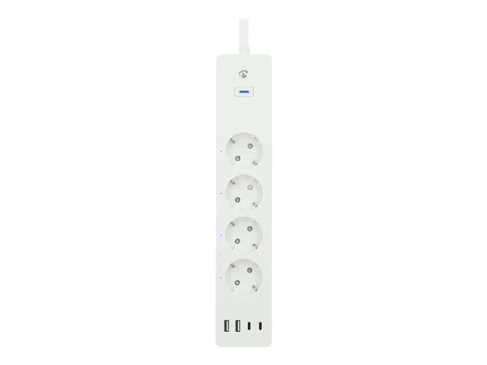 Nedis SmartLife - Smart kraftlist - AC 220 - 240 V - 3680 Watt - utgångskontakter: 4 (4 x ström typ F, 2 x USB, 2 x 24-stifts USB-C (PD)) - 2 m sladd - vit