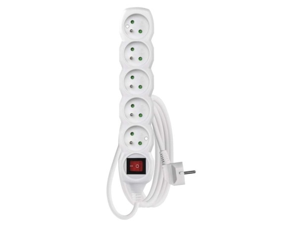 Emos 1902150308, 3 M, Indendørs, 1,5 Mm², Polyvinylchlorid (Pvc), Hvid, 5 Ac Stikkontakt(Er)