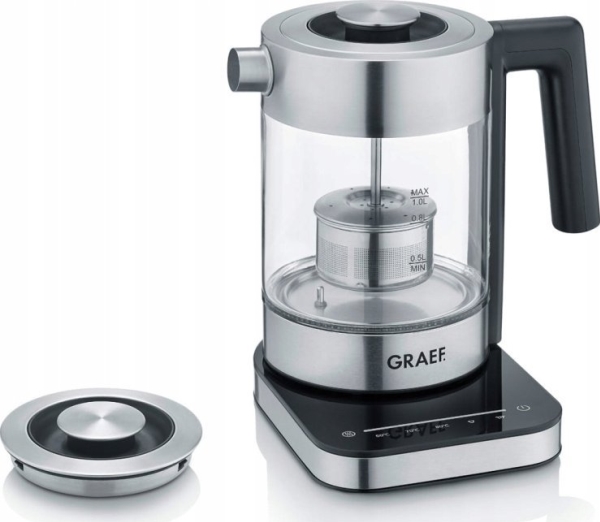 Graef Wk350, 1 L, 2000 W, Sort, Rustfrit Stål, Transparent, Glas, Vandmåler, Overophedningsbeskyttelse