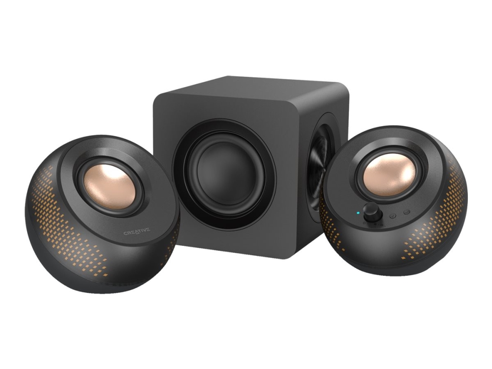 Creative Pebble X Plus - Højttalersystem - til PC - 2.1-kanal - trådløs - Bluetooth - 15 Watt (Total) - sort