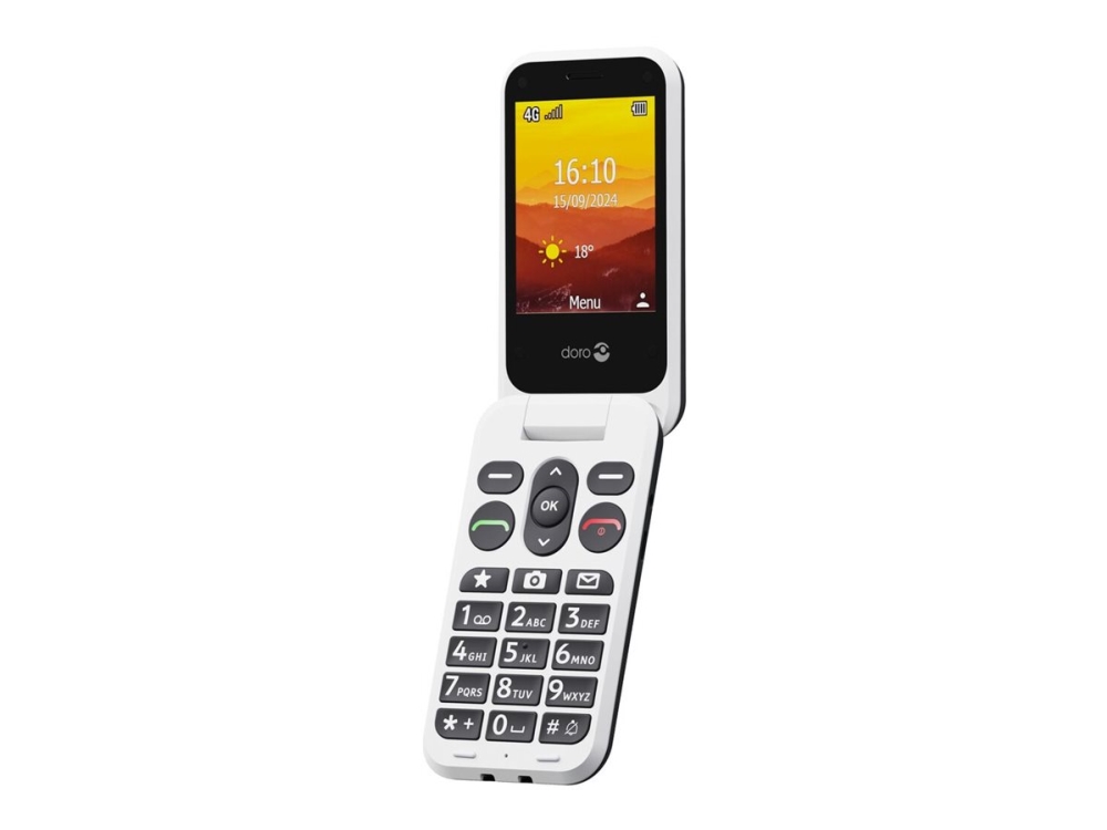 DORO Leva L20 - 4G funktionstelefon - RAM 64 MB / Internminne 128 MB - microSD slot - LCD display (TFT) - 320 x 240 pixlar (60 Hz) - rear camera 2 MP - svart / vit | Tele & GPS - Mobiltelefoner - Alla Mobiltelefoner | GameStuff