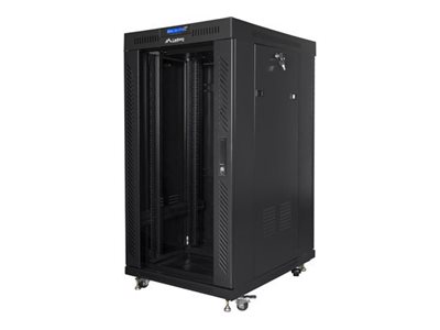 Lanberg Ff01 Series - Rack Kabinet - 600 X 800, Fladpakke, Med Glasdør, Lcd - Med Lcd Skærm, Termostat, 4 Køleblæsere - Fritstående - Sort, Ral 9004