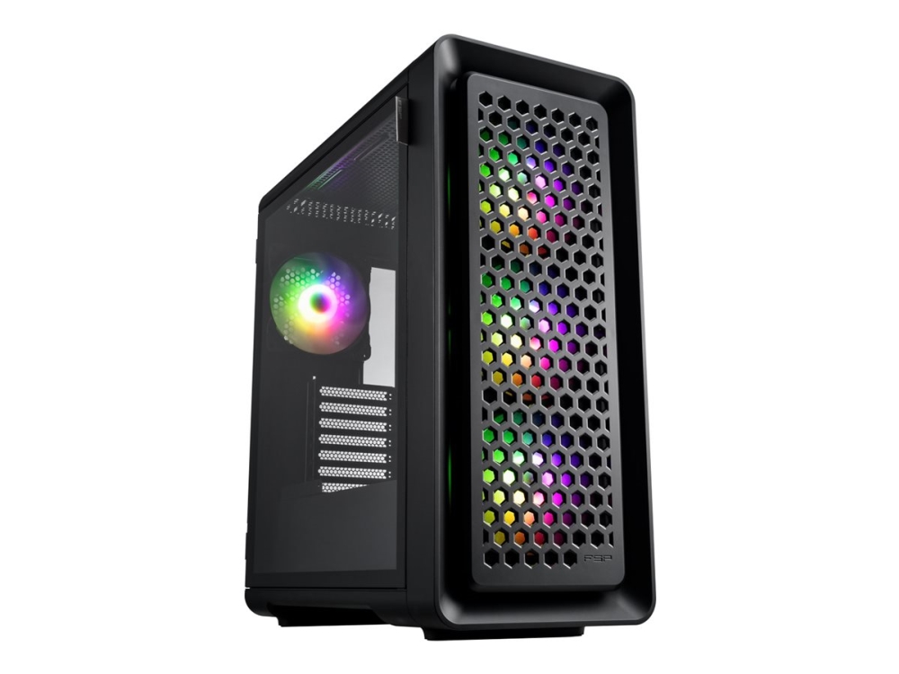 Fsp Cut593p Gehäuse Full Tower Mitx, Matx, Atx Schwarz Argb, Tower, Pc, Schwarz, Atx, Micro Atx, Mini-Itx, Spcc, Gehärtetes Glas, Multi