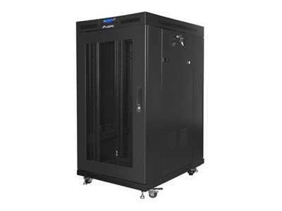 Lanberg Ff01 Series - Rack Kabinet - 800 X 1000, Fladpakke, Med Mesh-Dør, Lcd - Med 6 Køleblæsere, Lcd Skærm, Termostat - Fritstående - Sort, Ral 900
