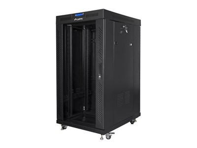 Lanberg Ff01 Series - Rack Kabinet - 800 X 800, Flad Pakke, Med Glasdør, Lcd - Med Lcd Skærm, Termostat, 4 Køleblæsere - Fritstående - Sort, Ral 9004