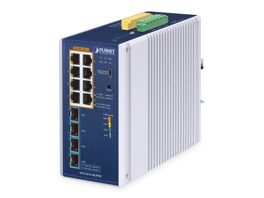 Planet Ip30 Industrial L2/L4 8-Port, Administreret, L2/L4, Gigabit Ethernet (10/100/1000), Fuld Duplex, Kan Monteres På Væggen