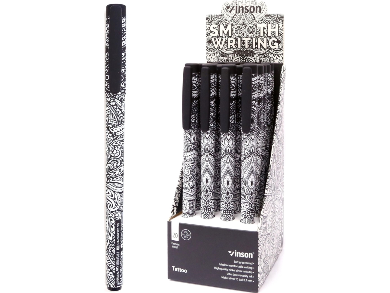 Fashion Tattoo Ballpoint Pen With Stopper, Blue (20Pcs)
