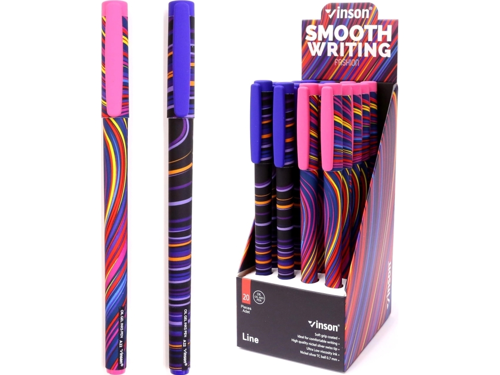 Titanum Vinson kulspetspenna färgade ränder 0,7mm 20 st DISPLAY | Skrivredskap - Kulspetspennor & Reservoarpennor - Kulspetspennor utan tryckknapp | GameStuff