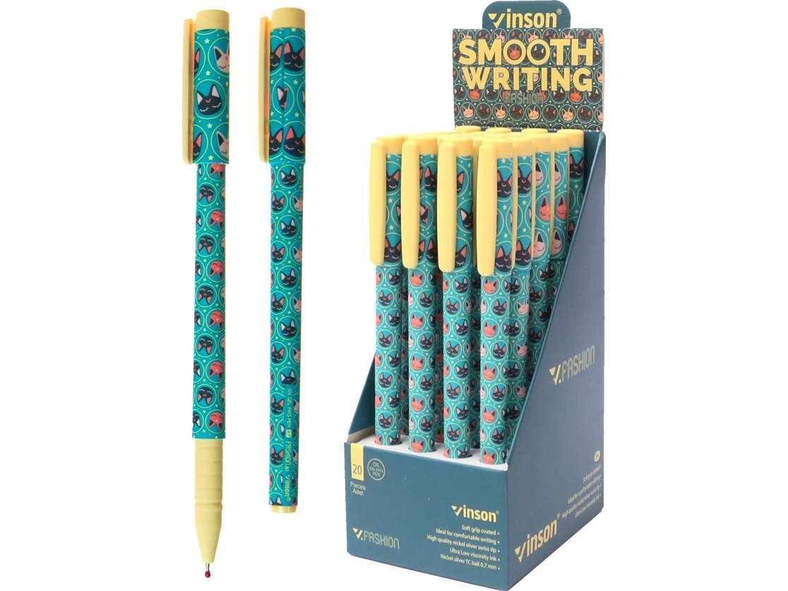 Fashion Cats Blue Ballpoint Pen With Stopper (20Pcs)