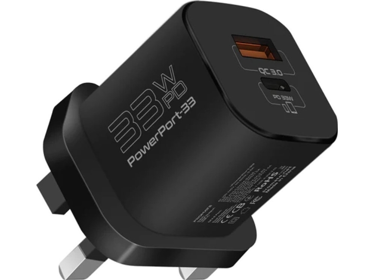 Promate Powerport-33 Ganfast Charger Adapter 33W / Usb-C Pd / Usb-A