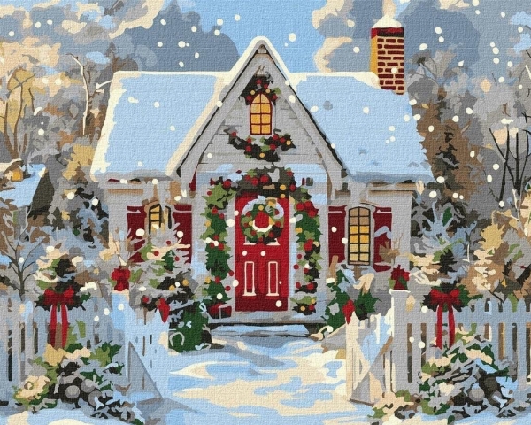 Måla efter nummer - Julhus 40x50 cm | Skola & Hobby - Konstmaterial - Dukar | GameStuff