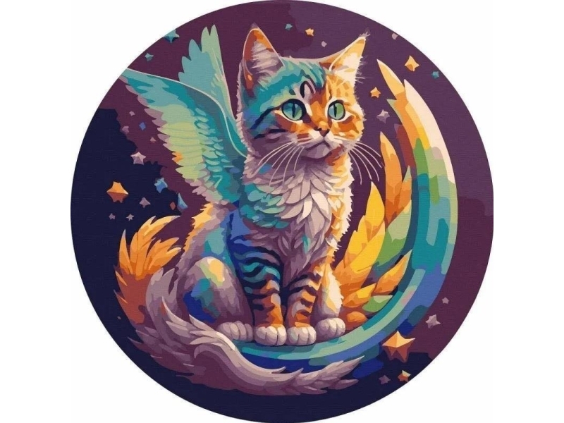 Painting by numbers round - Cat with wings | Skola & Hobby - Konstmaterial - Dukar | GameStuff