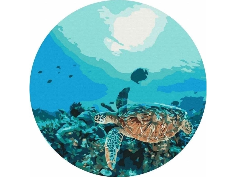Painting by numbers round - Turtle in the reef - 40.. | Färg & Tillbehör - Borstar - Rundborste | GameStuff