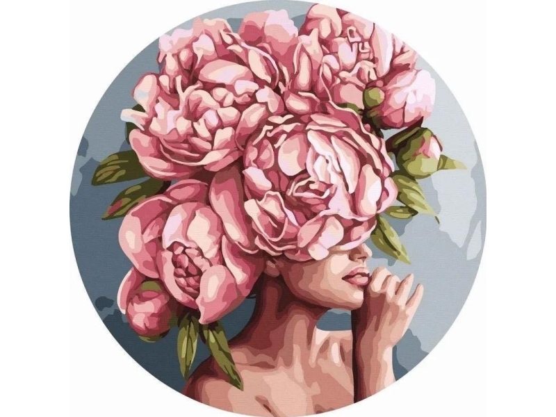 Malen Nach Zahlen Rund - Frau Blume 40Cm
