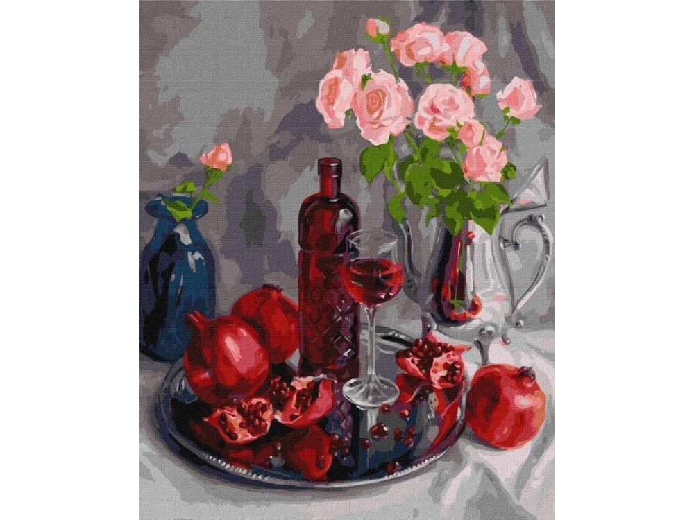 Painting by numbers - Pomegranate still life
