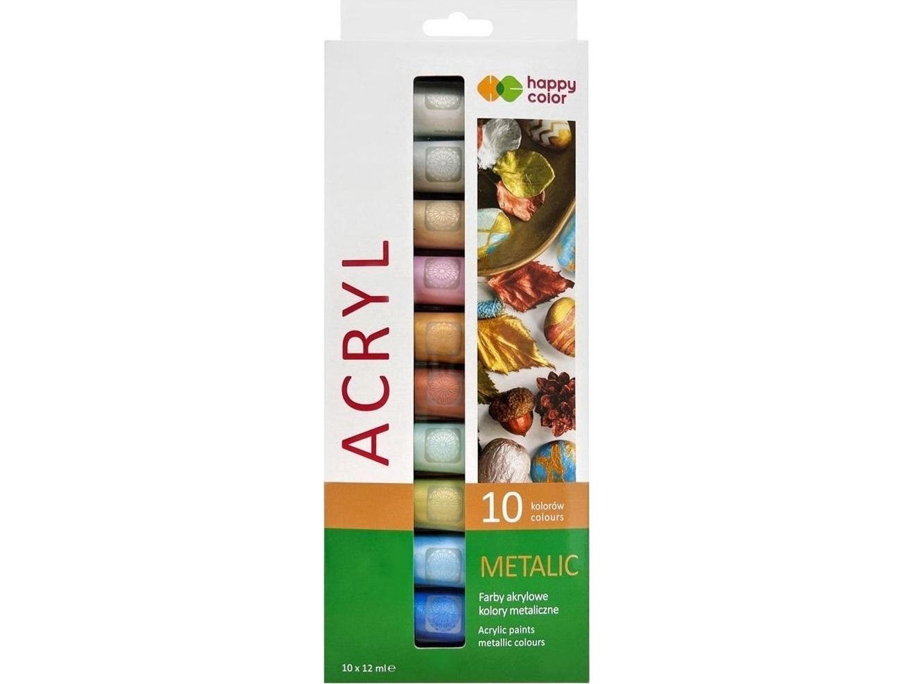 GDD Farba akrylowa 12 ml 10 kol metaliczne HAPPY COLOR
