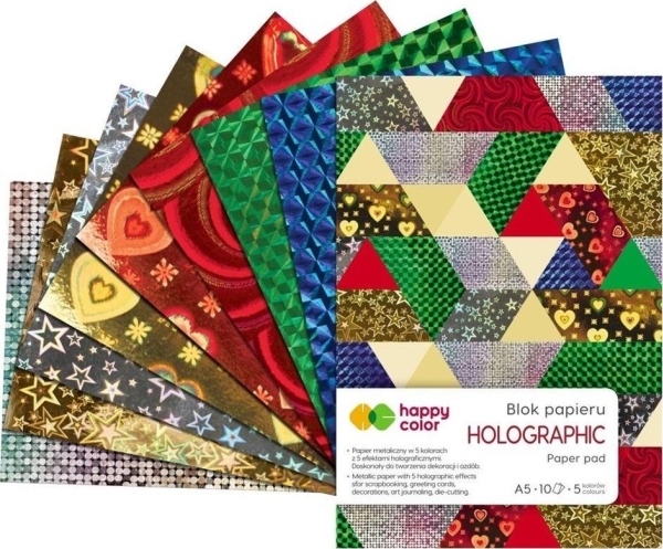 GDD Blok holographic A5/10K 70g 5 kolorów HAPPY COLOR
