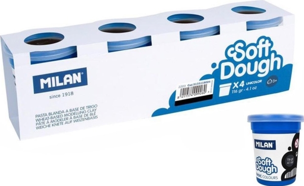 Ciastolina Basic 116G 4 Krukker Sort Milan Edukamp