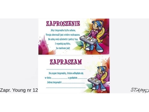 Invitationer Stamp Young pige mønster nr. 12 — 10 stk