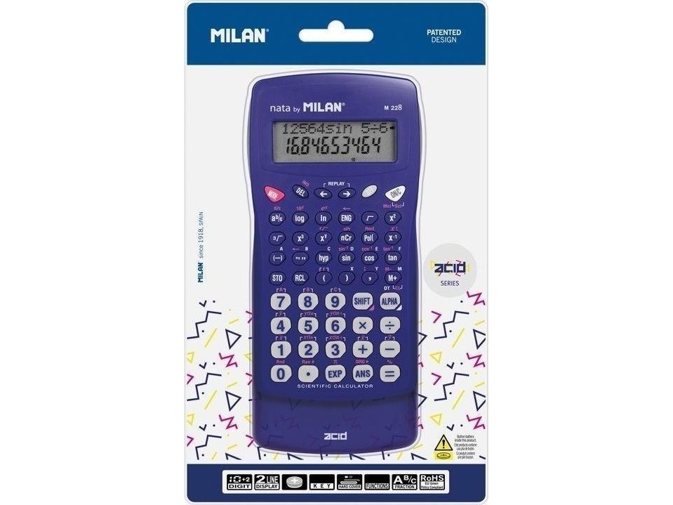 Milan M228 videnskabelig lommeregner Acid blå