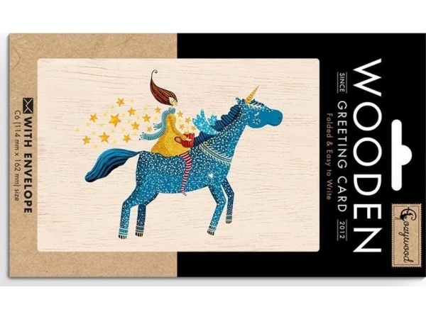 Carnet Aus Holz C6 + Umschlag Einhorn Edukamp