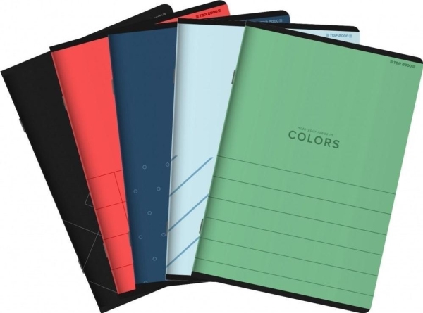 Notesbog A5/80K ternede farver mix (5 stk.)