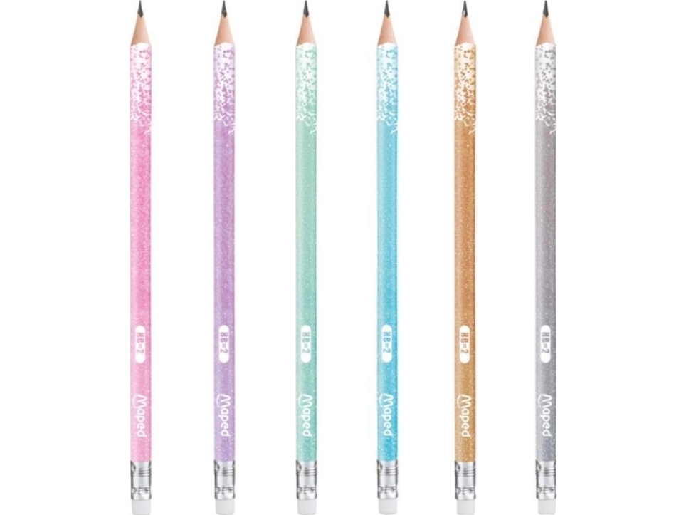 Ołówek z gumką Glitter brokat HB (12szt) MAPED EDUKAMP
