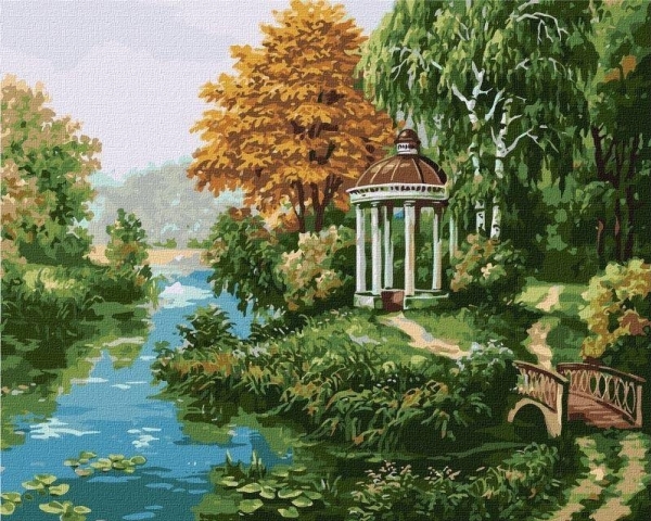 Painting By Numbers - Gazebo By The River 40X50cm