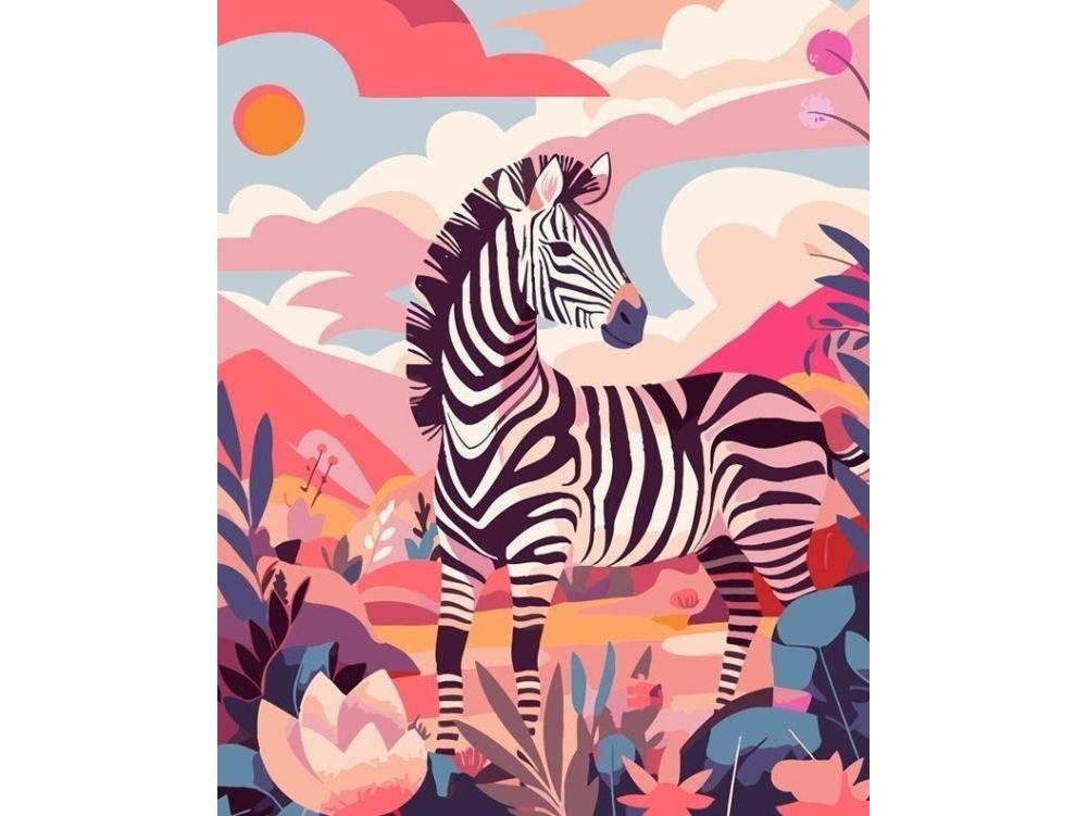 Painting by numbers 40x50 Zebra