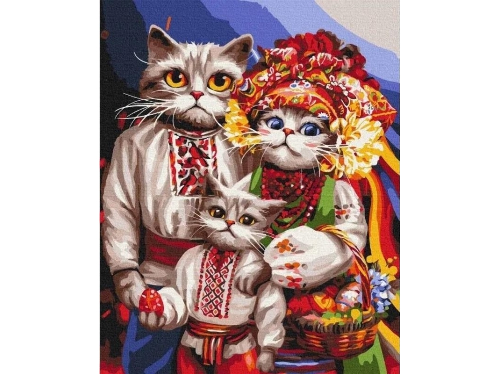 Painting By Numbers - Family Of Cats 40X50cm