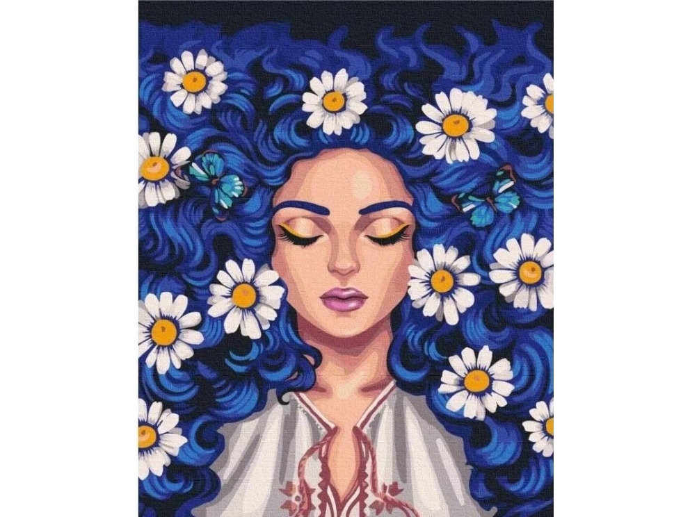 Maalaus numeroiden mukaan - Päivänkakkarat hiuksissa 40x50 EDUKAMP