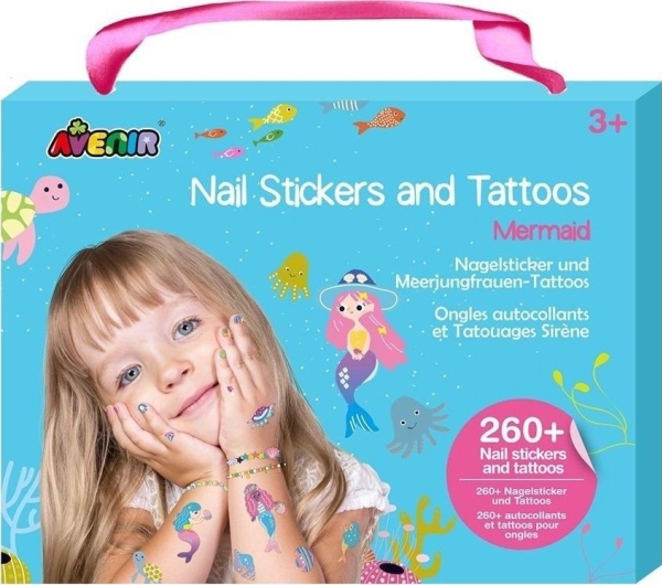 Avenir Mg Dystrybucja Undinėlės nagų lipdukai ir tatuiruotės