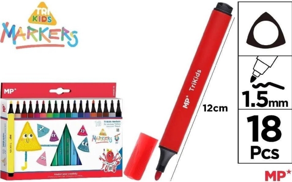 Triangular School Markers 18 Colors