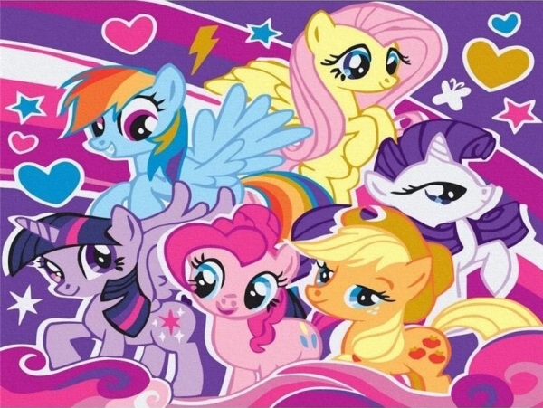 Painting by numbers - Colorful ponies 40x50cm