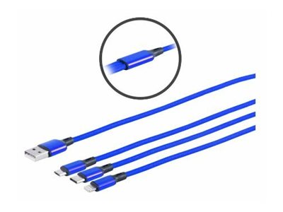 Microconnect Mc-Usba-3Way, 1,2 M, Usb A, Usb C/Micro-Usb B/Lightning, Usb 3.2 Gen 1 (3.1 Gen 1), Blau