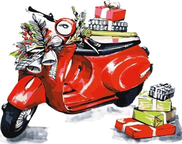 Malen Nach Zahlen - Weihnachtsmotorrad 30X30