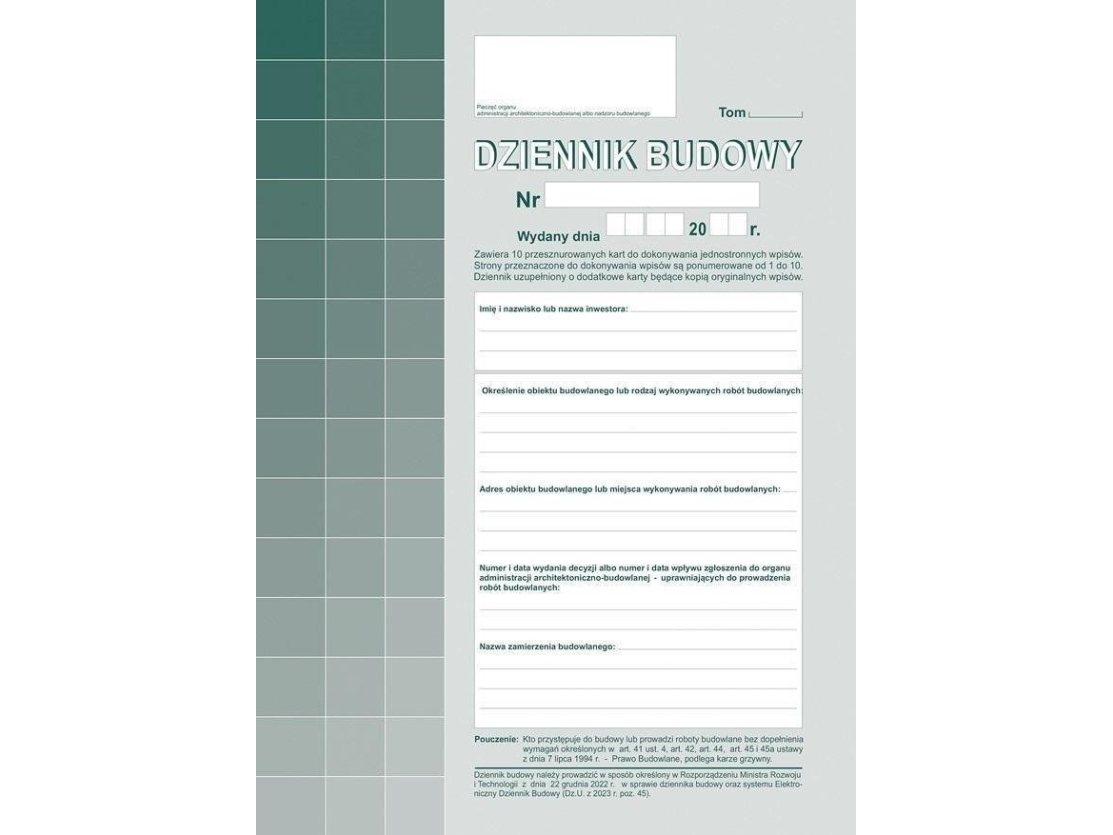 Construction log 603-S11 | Papper & Emballage - Block & Post-It - Blanketter & bokföring | GameStuff