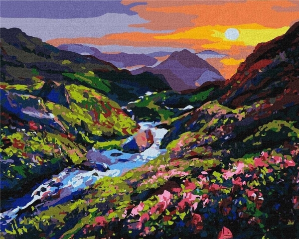Malen Nach Zahlen - Morgendämmerung In Den Bergen 40X50cm