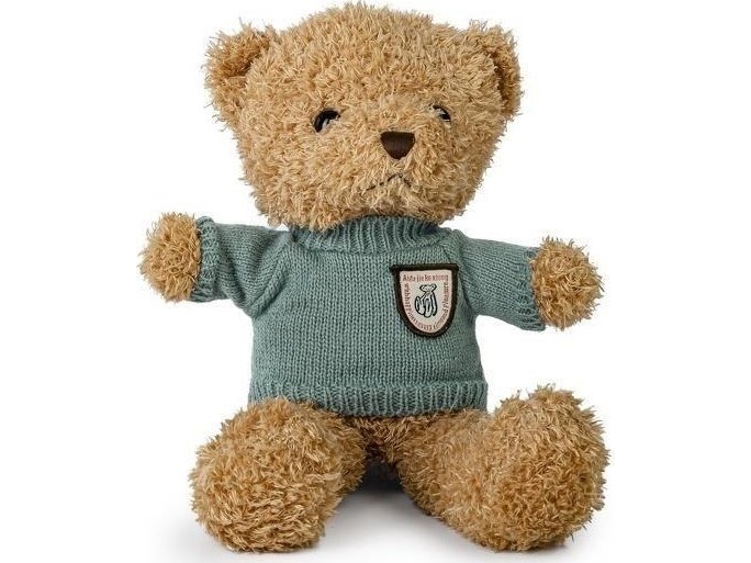 Brun Bamse, 22 Cm, I Mintfarvet Trøje