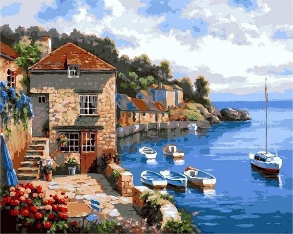 Maler efter tal - 40x50 cm Terrace by the sea