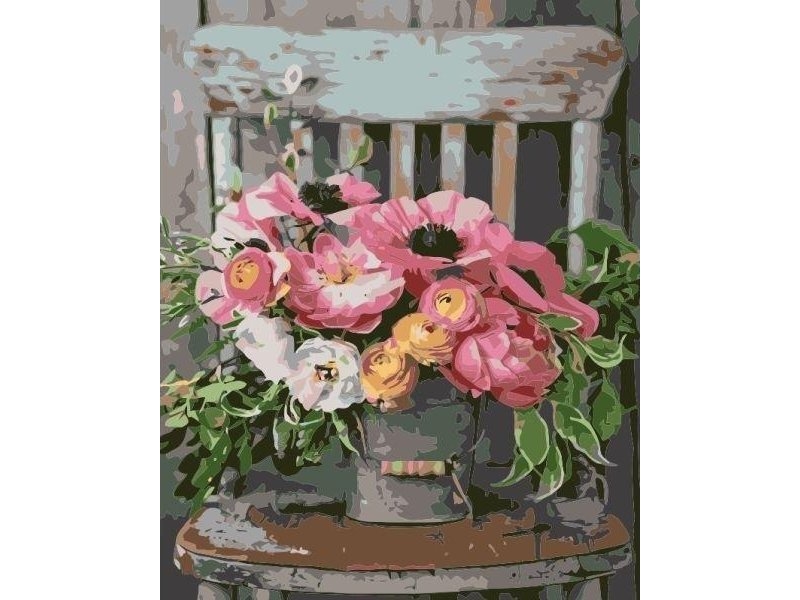 Painting By Numbers - 40X50cm Bouquet On A Chair