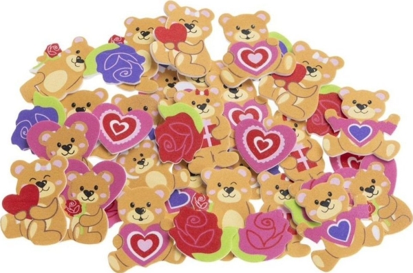 Schaumstoffaufkleber Teddybären Mit Herzen 36St