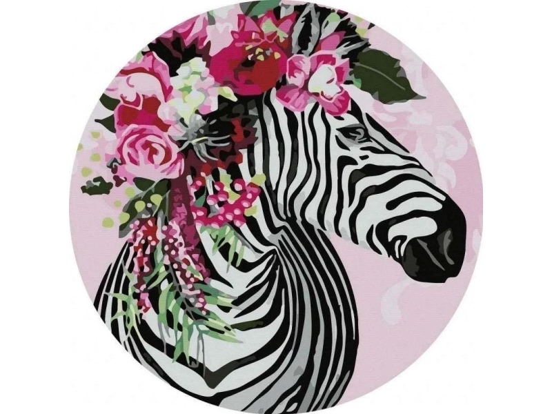 Maler Efter Tal Rund - Fantastisk Zebra