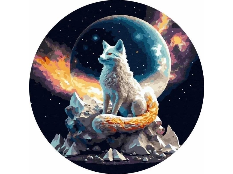 Painting by numbers round - White wolf 40cm | Skola & Hobby - Konstmaterial - Dukar | GameStuff