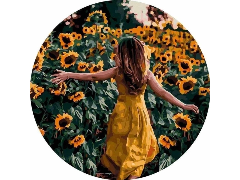 Painting by numbers round - Sunflowers 40cm | Skola & Hobby - Konstmaterial - Dukar | GameStuff