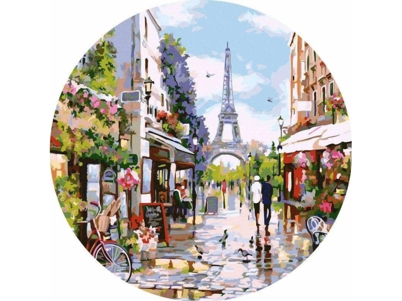 Malen Nach Zahlen Runde - Blooming Paris 40
