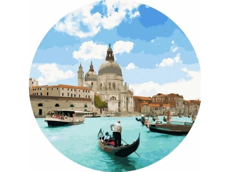 Måla efter siffror rund - Soliga Venedig | Hobby - Färg vattenbaserad - Spelfärg | GameStuff